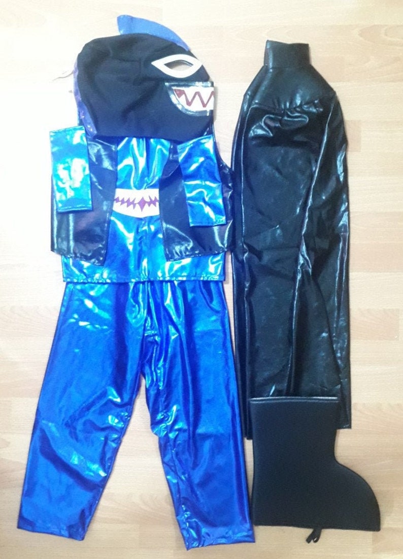 Shark Boy Halloween Lucha Libre Luchador Complete Adult Costume Set