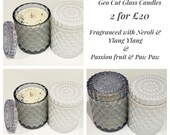 Luxury candle Geo cut glass candle Jar - Candle offers two for twenty
