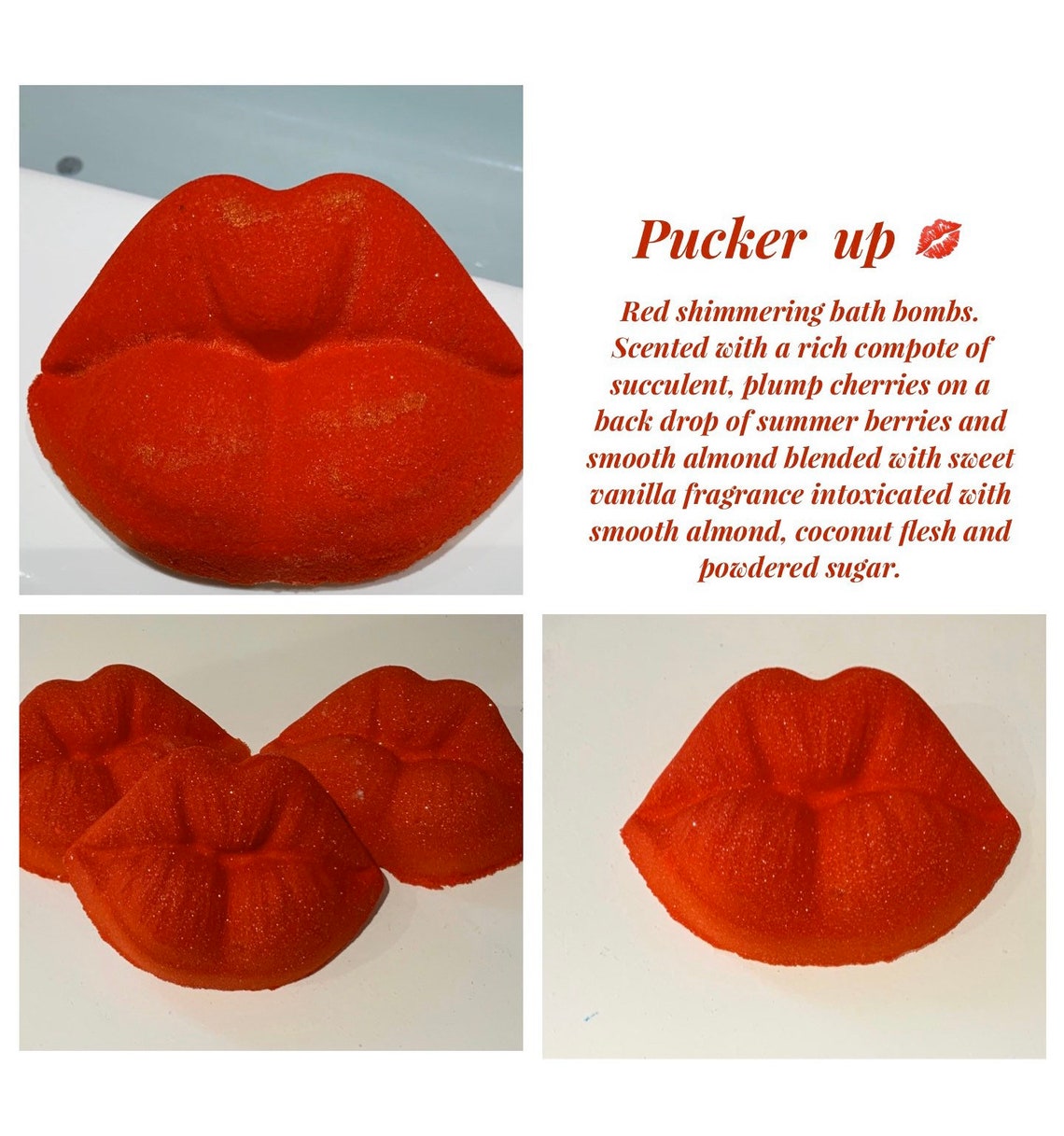 Pucker Up Lips bath bomb Bath fizzy shimmering Bath red Etsy