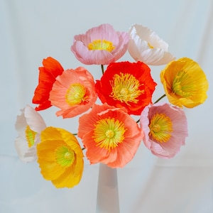 Crepe Paper Poppy - Icelandic Poppy - Home Decoration — Birthday Gift — Graduation Gift — Wedding Flowers — Anniversary