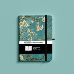 Van Gogh B6 160gsm Bullet Dot Grid Journal Hard Cover Vincent Blossoming Almond Tree Dotted Notebook