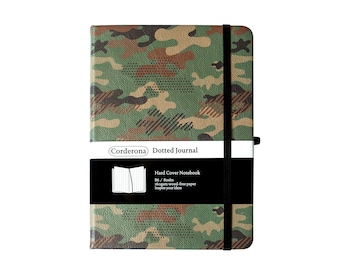 Camouflage Dotted Bullet Journal B6 Hard Cover Elastic Band 160gsm Dot Grid Notebook