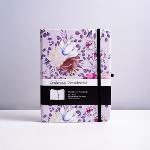 B6 Grey Floral Bullet Dot Grid Journal Hard Cover Elastic Band 160gsm Dotted Notebook