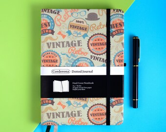 Retro Vintage A5 Bullet Dot Grid Journal - 160gsm Hard Cover Notebook