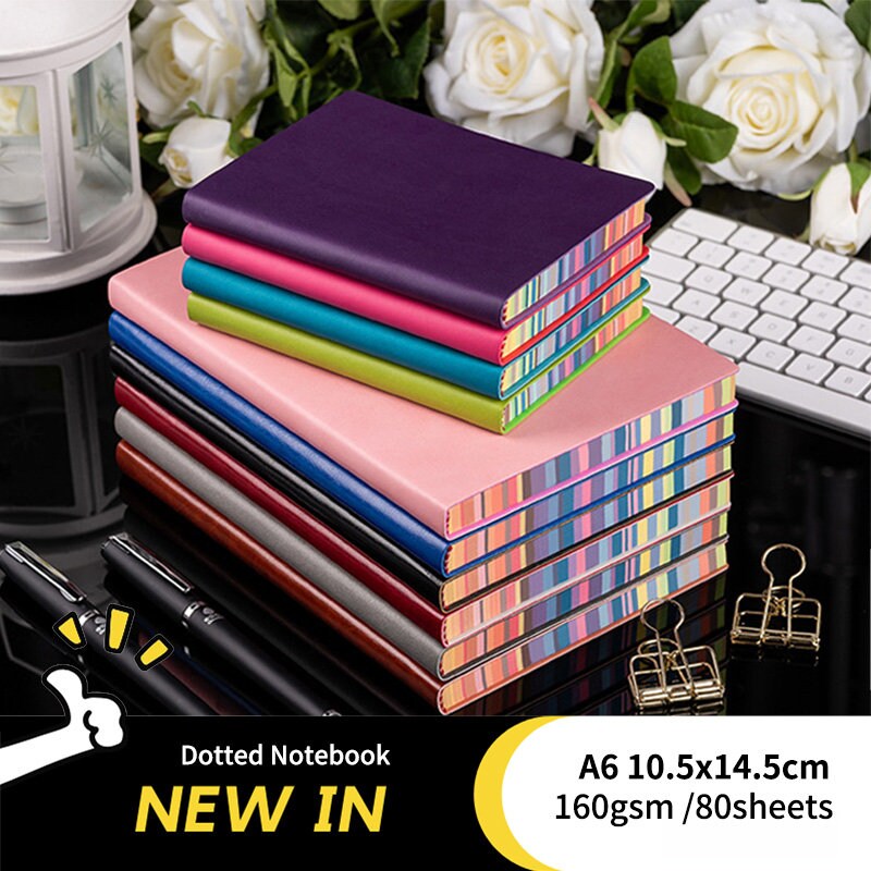 A6 Soft Cover Dotted Notebook Rainbow Color Edge Dot Grid Etsy