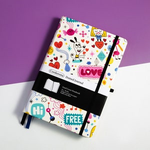 Cartoon Muziek Bullet Dotted Journal 160gsm PU Elastic Band Travel A5 Hard Cover Dot Grid Notebook