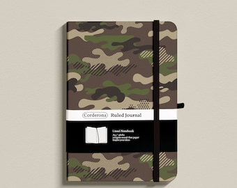 Camouflage Lined Journal Elastic Band A5 100gsm Hard Cover Support Customize Ruled Executive Notebook