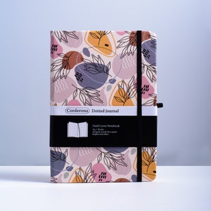 Floral A5 Bullet Dotted Notebook Contemporary Boho Elastic Band Hard Cover 160gsm Dot Grid Journal