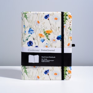 Cuaderno de tapa dura con diseño de orquídeas, cuadrícula de puntos, tamaño B6, 160 g/m², con líneas y puntos