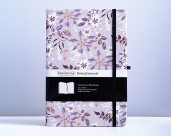 Floral A5 Dotted Bullet Notebook Tapa dura Banda elástica Oficina Viajes 160gsm Dot Grid Journal