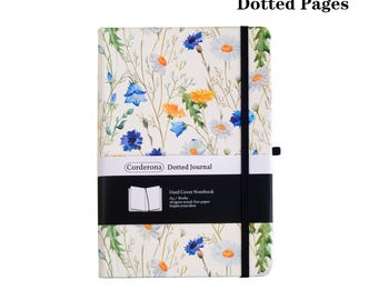 A5 Floral Bullet Dot Grid Journal Elastic Band Hardcover 160gsm Dotted Notebook