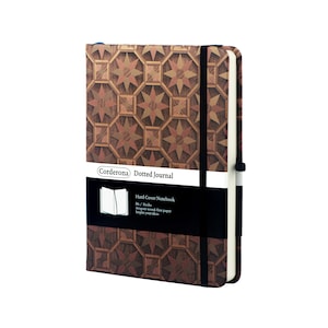 Cuaderno de tapa dura con cuadrícula de puntos y estilo de madera B6, banda elástica, 160 g/m²