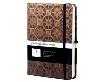 B6 Wooden Style Bullet Dotted Journal Hard Cover Elastic Band 160gsm Dot Grid Notebook