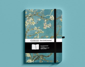 A5 Van Gogh Bullet Dot Grid Journal Hardcover Paintings Blossoming Almond Tree Dotted Notebook