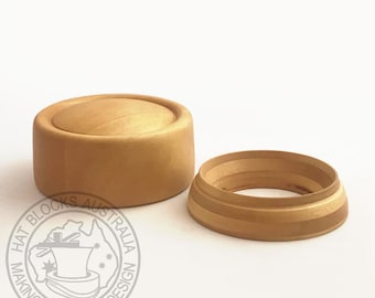 Handmade 7" circular Pie pillbox set with presser tipper, Hat Block, millinery, hat making