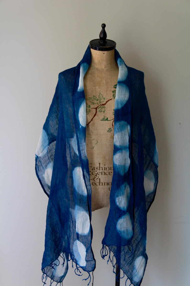 indigo linen scarf
