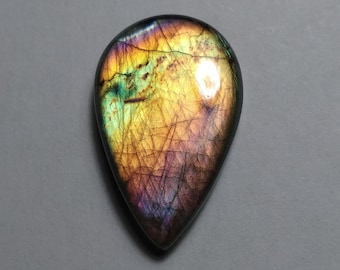 Natural Spectrolite Cabochon, Spectrolite Pear Shape Cabochon, Spectrolite Cab, Multi Purple Labradorite, Wire Wrapping Spectrolite, 26 MM