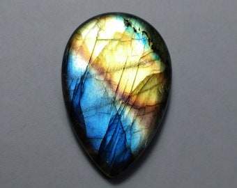 Natural Spectrolite Cabochon, Spectrolite Pear Shape Cabochon, Spectrolite Cab, Multi Purple Labradorite, Wire Wrapping Spectrolite, 33 MM