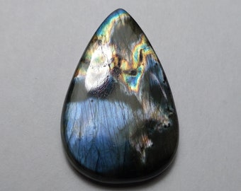 Natural Spectrolite Cabochon, Spectrolite Pear Shape Cabochon, Spectrolite Cab, Multi Purple Labradorite, Wire Wrapping Spectrolite, 32 MM