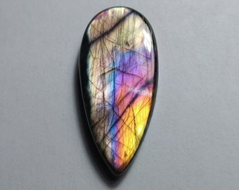Natural Spectrolite Cabochon, Spectrolite Pear Shape Cabochon, Spectrolite Cab, Multi Purple Labradorite, Wire Wrapping Spectrolite, 35 MM
