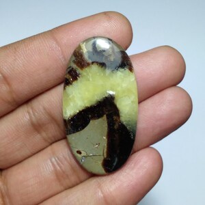 Gele septarian cabochon, gele septarian cabochon met ovale vorm, septarian cab, topkwaliteit septarian, septarian cab voor draadwikkeling, 46 mm