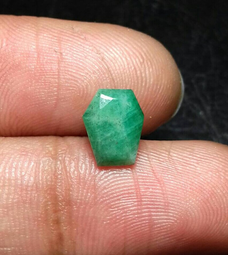 Handmade Coffin Gemstone Natural Emerald Coffin Shape Faceted Cut Genuine Emerald Faceted Cut Coffin Size 8\u00d77\u00d74 MM