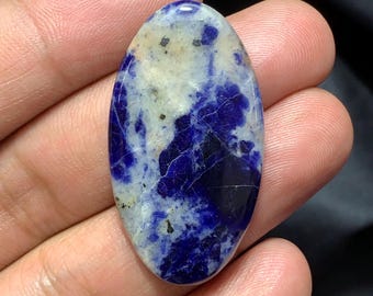 Natural Sodalite Oval Shape Cabochon, Sodalite Cabochon, 41×22×4 MM