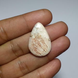Roze scoleciet cabochon, scoleciet cabochon, peervormige cabochon, scoleciet cabochon, topkwaliteit scoleciet cabine, scoleciet cabine voor draadwikkeling, 31 mm