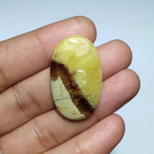 Gele septarian cabochon, gele septarian cabochon met ovale vorm, septarian cab, topkwaliteit septarian, septarian cab voor draadwikkeling, 37 mm