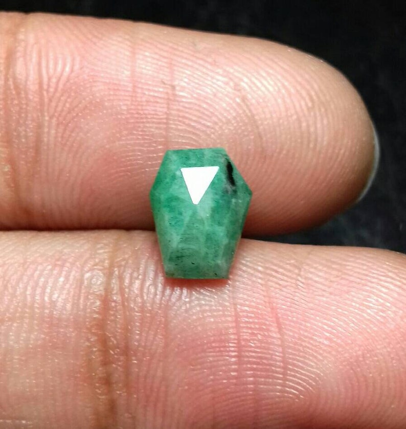 Handmade Coffin Gemstone Natural Emerald Coffin Shape Faceted Cut Genuine Emerald Faceted Cut Coffin Size 8\u00d77\u00d74 MM