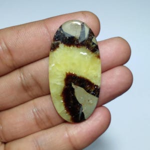 Gele septarian cabochon, gele septarian cabochon met ovale vorm, septarian cab, topkwaliteit septarian, septarian cab voor draadwikkeling, 50 mm