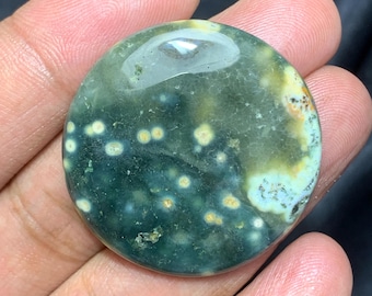 Naturlig rund cabochon i havsjaspis, cabochon i havsjaspis, 37×37×5 MM