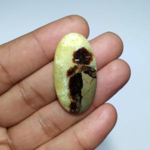 Gele septarian cabochon, gele septarian cabochon met ovale vorm, septarian cab, topkwaliteit septarian, septarian cab voor draadwikkeling, 35 mm