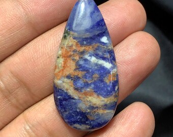 Natural Sodalite Pear Shape Cabochon, Sodalite Cabochon, 45×21×4 MM