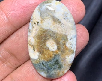 Naturlig oval cabochon i havsjaspis, cabochon i havsjaspis, 43×26×5 MM