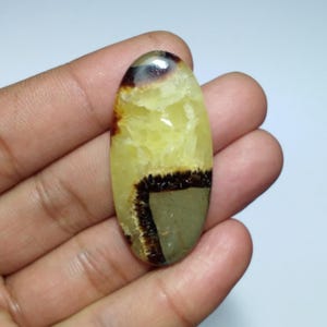 Gele septarian cabochon, gele septarian cabochon met ovale vorm, septarian cab, topkwaliteit septarian, septarian cab voor draadwikkeling, 48 mm