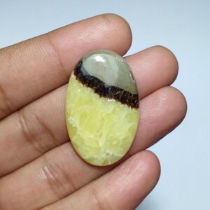 Gele septarian cabochon, gele septarian cabochon met ovale vorm, septarian cab, topkwaliteit septarian, septarian cab voor draadwikkeling, 38 mm