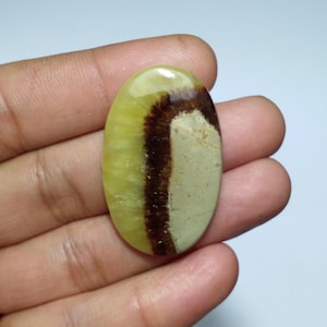 Gele septarian cabochon, gele septarian cabochon ovale vorm, septarian cab, topkwaliteit septarian, septarian cab voor draadwikkeling, 42 mm