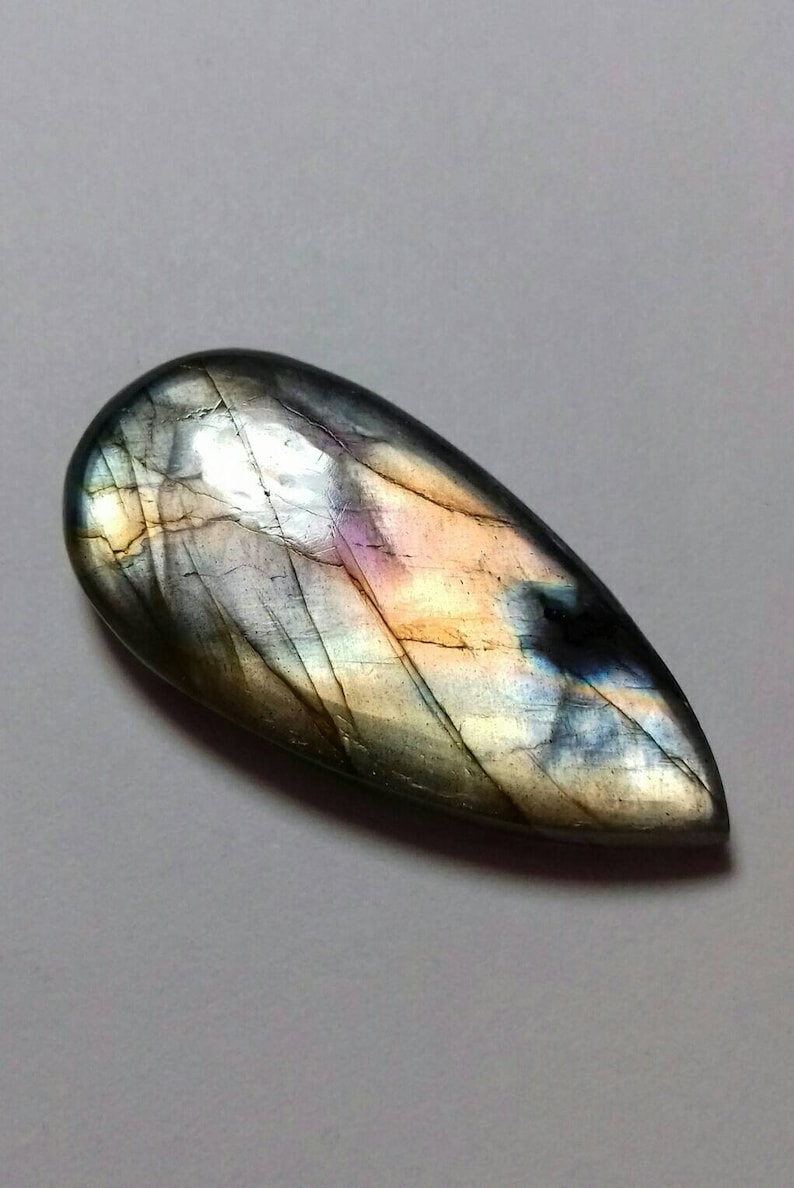 Rare Labradorite Pear Shape Cabochon Size 33\u00d716\u00d76 MM