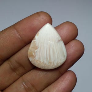 Roze scoleciet cabochon, scoleciet cabochon, peervormige cabochon, scoleciet cabochon, topkwaliteit scoleciet cabine, scoleciet cabine voor draadwikkeling, 33 mm