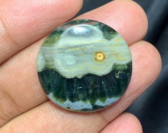 Naturlig rund cabochon i havsjaspis, cabochon i havsjaspis, 28×28×5 MM