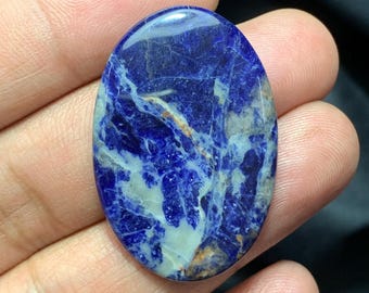 Natural Sodalite Oval Shape Cabochon, Sodalite Cabochon, 38×26×4 MM