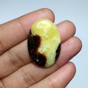 Gele septarian cabochon, gele septarian cabochon met ovale vorm, septarian cab, topkwaliteit septarian, septarian cab voor draadwikkeling, 36 mm