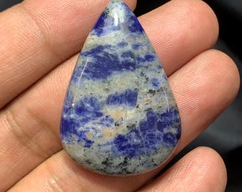 Natural Sodalite Pear Shape Cabochon, Sodalite Cabochon, 41×28×6 MM