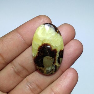 Gele septarian cabochon, gele septarian cabochon met ovale vorm, septarian cab, topkwaliteit septarian, septarian cab voor draadwikkeling, 39 mm