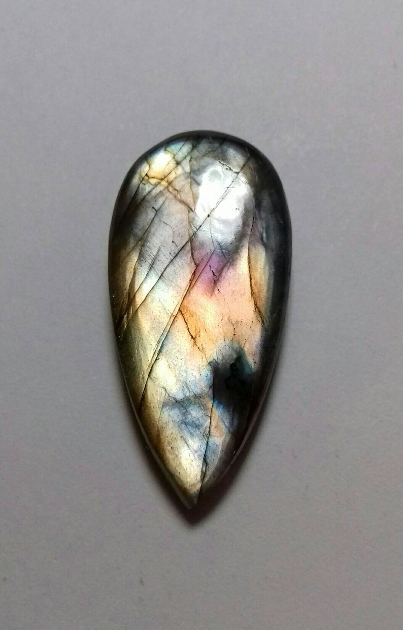 Rare Labradorite Pear Shape Cabochon Size 33\u00d716\u00d76 MM