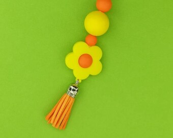 Gelbe und orangefarbene Blumen-Zipette, Reißverschlussanhänger
