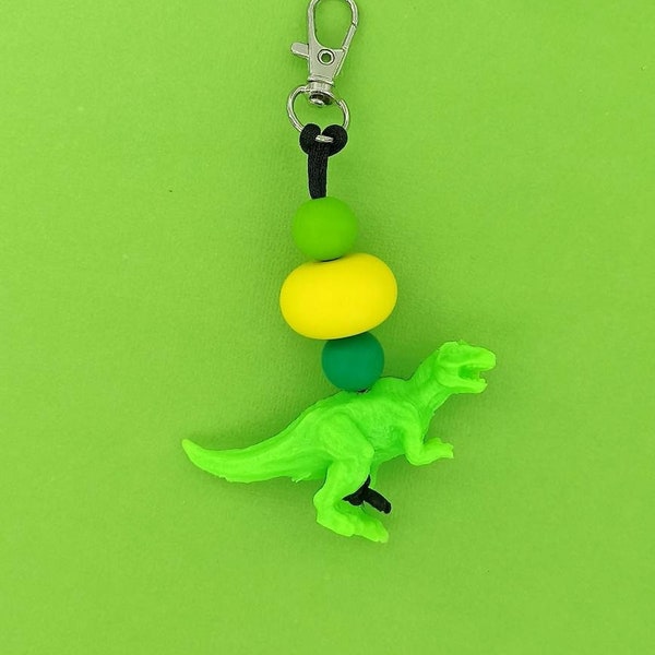 Neon green dinosaur zipper pull, green dinosaur, zipper charm, zipper pendant, bag accessory, zipette, breloque