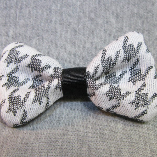 Houndstooth hair bow clip, wrap scrap bow, hair bow clip