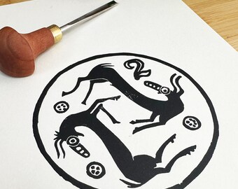 2 Cent Cyprus Coin Lino Print